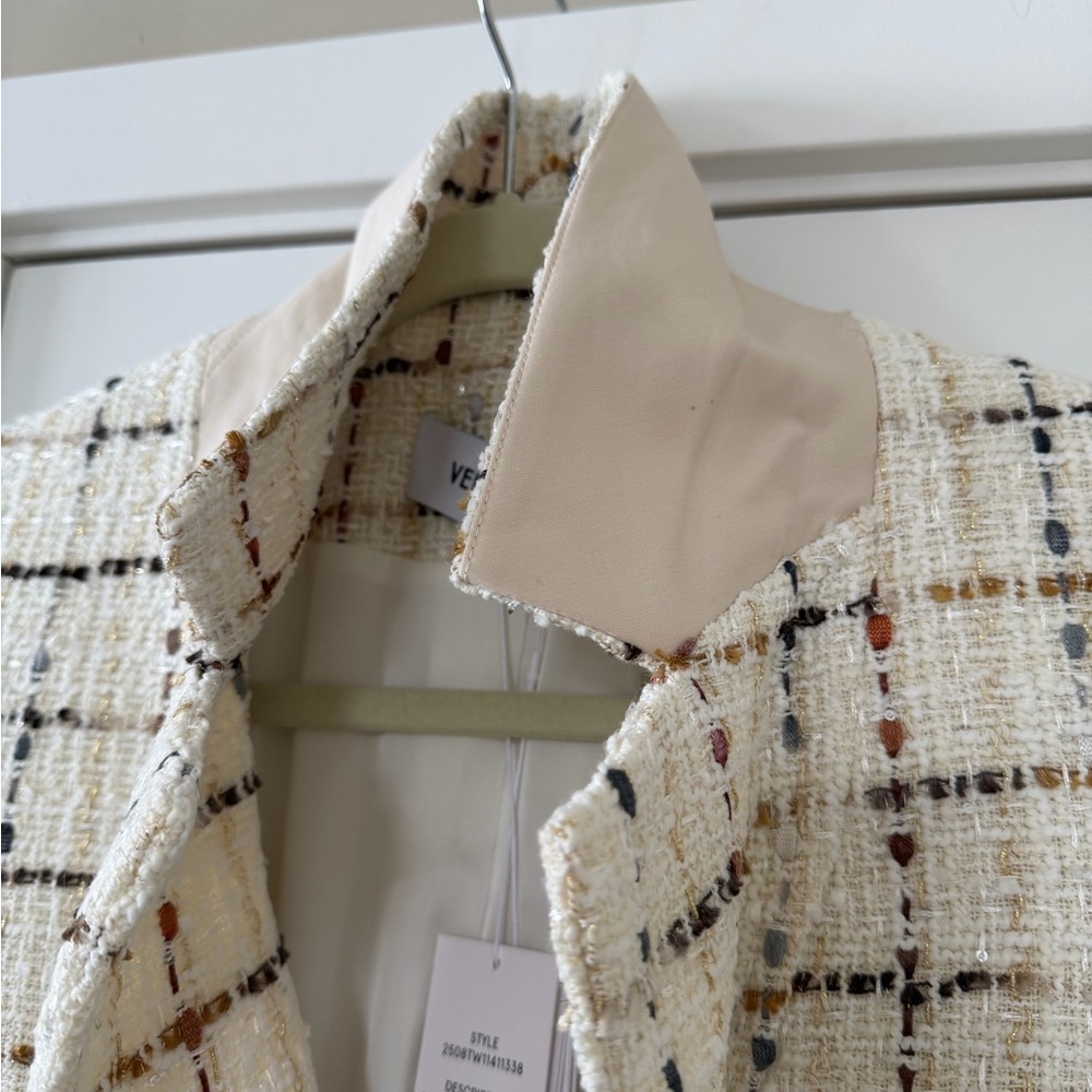 NWT Veronica Beard Healy Ecru Multi Dickey Plaid Wool-Blend Jacket Size 8 - Picture 10 of 10